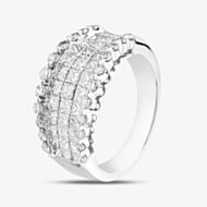 Pre-Owned 18ct White Gold 2.00ct Diamond Graduated Five Row Dress Ring 43121183