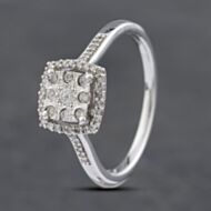 Pre-Owned 9ct White Gold 0.25ct Diamond Square Cluster Ring 43121193