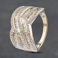 Pre-Owned 14ct Yellow Gold 1.00ct Diamond Seven Row Crossover Band Ring 43121198