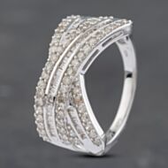 Pre-Owned 9ct White Gold 1.00ct Diamond Crossover Ring 43121202