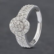 Pre-Owned 14ct White Gold 1.13ct Brilliant Cut Diamond Cluster Ring 43121218