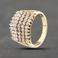Pre-Owned 14ct Yellow Gold 1.25ct Diamond Multi Row Cluster Ring 43121233