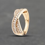 Pre-Owned 18ct Yellow Gold 0.71ct Diamond Multi Row Crossover Dress Ring 43121234