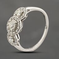 Pre-Owned Platinum 0.75ct Brilliant Cut Diamond Triple Halo Cluster Ring 43121249