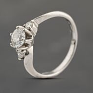 Pre-Owned Platinum 0.44ct Brilliant Cut Diamond Three Stone Ring 43121250