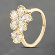 Pre-Owned 18ct Yellow Gold 1.51ct Diamond Double Flower Cluster Ring 43121270