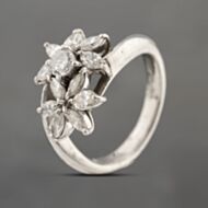 Pre-Owned Platinum 1.01ct Diamond Double Flower Cluster Ring 43121292