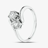 Pre-Owned Platinum 0.88ct Brilliant Cut Diamond Cross Over Two Stone Ring 43121296