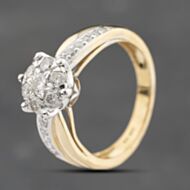 Pre-Owned 9ct Yellow Gold 0.50ct Brilliant Cut Diamond Crossover Shoulders Cluster Ring 43121307