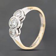 Pre-Owned 18ct Yellow Gold 0.33ct Brilliant Cut Diamond Rub Over Set Three Stone Ring 43121315