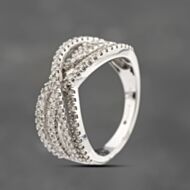 Pre-Owned 9ct White Gold 1.00ct Diamond 6 Row Crossover Ring 43121316