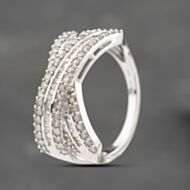 Pre-Owned 9ct White Gold 1.00ct Diamond 6 Row Crossover Ring 43121317