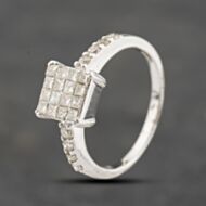 Pre-Owned 14ct White Gold 1.00ct Diamond Square Cluster Ring 43121332