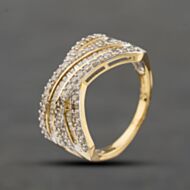 Pre-Owned 9ct Yellow Gold 1.00ct Diamond Six Row Crossover Ring 43121333