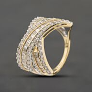 Pre-Owned 9ct Yellow Gold 2.00ct Diamond Six Row Crossover Ring 43121335