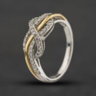 Pre-Owned 9ct Two Colour Gold 0.25ct Diamond Fancy Crossover Ring 43121341
