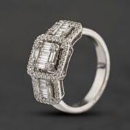 Pre-Owned 18ct White Gold 0.79ct Diamond Triple Cluster Dress Ring 43121350