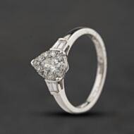 Pre-Owned 18ct White Gold Brilliant Cut Diamond Pear Shape With Diamond Set Shoulders Cluster Ring 43121352
