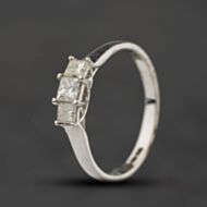 Pre-Owned 18ct White Gold 0.50ct Princess Cut Diamond Three Stone Ring 43121353
