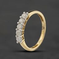 Pre-Owned 9ct Yellow Gold 0.50ct Diamond Five Stone Half Eternity Ring 43121356