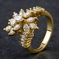 Pre-Owned 14ct Yellow Gold 1.65ct Diamond Multi Cut Fancy Cluster Ring 4312154