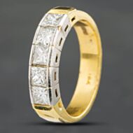 Pre-Owned 18ct Two Colour Gold 1.20ct Princess Cut Diamond Five Stone Ring 4312155224