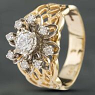 Pre-Owned 9ct Two Colour Gold 0.35ct Brilliant Cut Diamond Round Cluster Ring 431215617