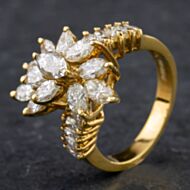 Pre-Owned 14ct Yellow Gold 2.12ct Diamond Multi Cut Fancy Cluster Ring 4312156