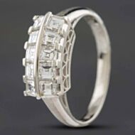 Pre-Owned Platinum 0.93ct Princess Cut Diamond Two Row Dress Ring 431215756