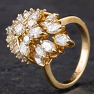 Pre-Owned 14ct Yellow Gold 2.00ct Diamond Multi Cut Fancy Cluster Ring 4312157