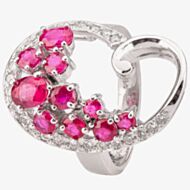 Pre-Owned 14ct White Gold 2.20ct Ruby & 0.25ct Pave Diamond Cluster Ring 4312170