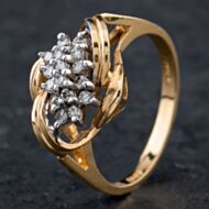 Pre-Owned 9ct Yellow Gold Brilliant Cut Diamond Fancy Cluster Ring 4312180