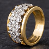 Pre-Owned 18ct Yellow Gold 0.75ct Brilliant Cut Diamond 3 Row Graduated Band Fancy Ring 4312184