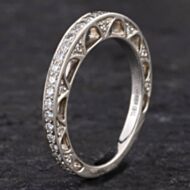 Pre-Owned Platinum 0.50ct Brilliant Cut Diamond Stone Set Sides 'Hearts On Fire' Half Eternity Ring 4312187