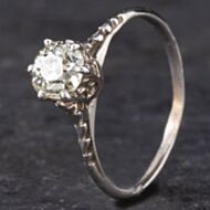Pre-Owned Vintage White Gold 0.70ct Old Cut Diamond Solitaire Ring 4312192