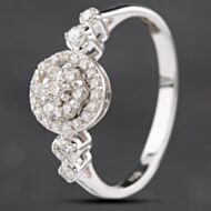 Pre-Owned 18ct White Gold 0.33ct Brilliant Cut Diamond Halo Cluster Ring 4312229