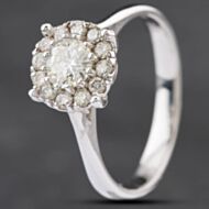 Pre-Owned 14ct White Gold 0.68ct Brilliant Cut Diamond Cluster Ring 4312236
