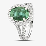 Pre-Owned 14ct White Gold Emerald and Diamond Ring 