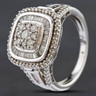 Pre-Owned 9ct White Gold 1.00ct Diamond Cushion Cluster Ring 4312335