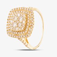 Pre-Owned 18ct Yellow Gold 1.00ct Brilliant Cut Diamond Cushion Cluster Ring 4312349