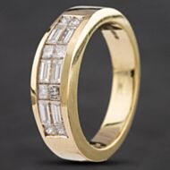 Pre-Owned 14ct Yellow Gold Diamond Two Row Multi Cut Dress Ring 4312365