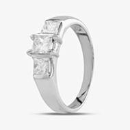 Pre-Owned Platinum 1.00ct Princess Cut Diamond Three Stone Ring 4312376