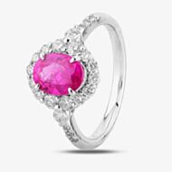 Pre-Owned Platinum 1.15ct Pink Sapphire & 0.55ct Diamond Cluster Ring 4312589
