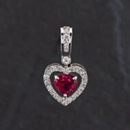 Pre-Owned 14ct White Gold 1.12ct Ruby & 0.33ct Brilliant Cut Diamond Open Design Heart Loose Pendant 4314021