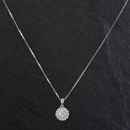 Pre-Owned 14ct White Gold 0.75ct Diamond 18 Inch Box Chain & Pendant 4314075