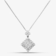 Pre-Owned Platinum 2.00ct Diamond Square Pendant & 16 Inch Box Chain 43141015