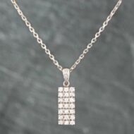 Pre-Owned Platinum 0.52ct Brilliant Cut Diamond Oblong Three Row Pendant & 16 Inch Trace Chain 43141023