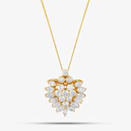 Pre-Owned 18ct Yellow Gold 2.93ct Brilliant & Pear Cut Diamond Cluster Pendant & 18 Inch Curb Chain 43141046