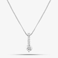 Pre-Owned Platinum 0.64ct Brilliant Cut Diamond Bar Pendant & 15 Inch Box Chain 43141053