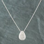 Pre-Owned 18ct White Gold 0.87ct Brilliant Cut Diamond Pear Shaped Pave Pendant & 16 Inch Trace Chain 43141060